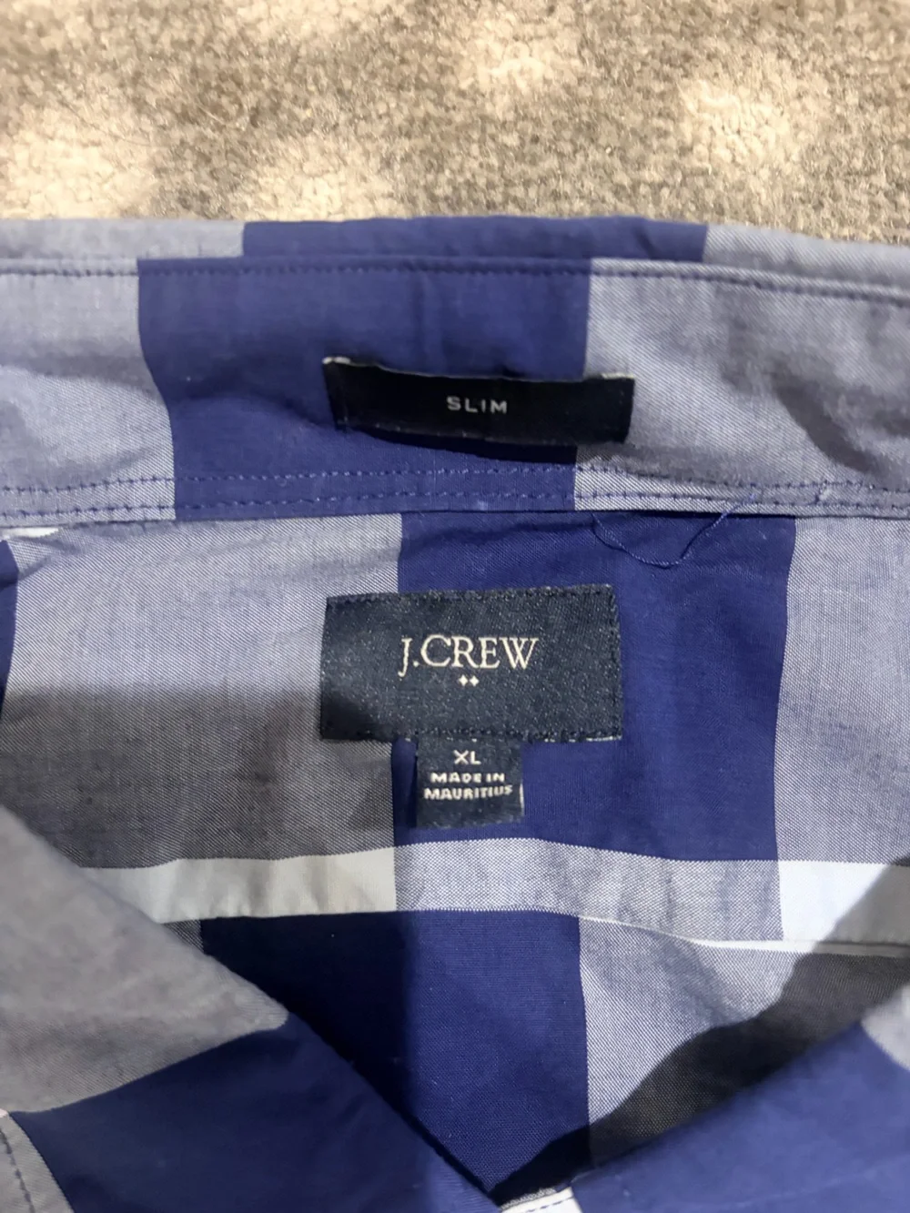 J. Crew Navy and White Large Check Button-Down Shirt